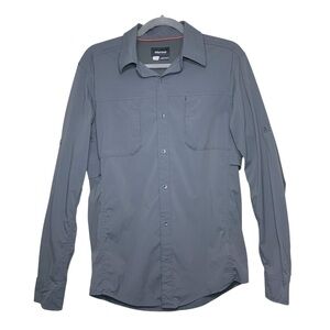 Marmot Charcoal Gray Button Up Shirt Sz S Vented Breathable Hiking Sports Top
